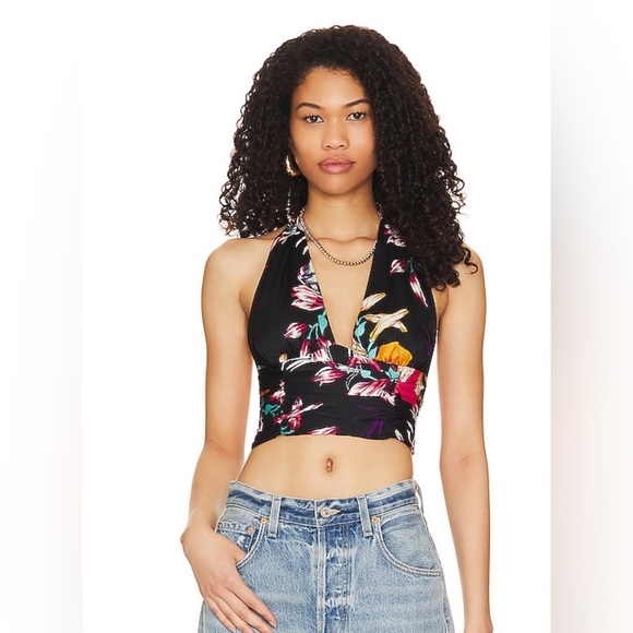 NWOT! FREE PEOPLE Seraphina Halter Top in Black Combo - Picture 3 of 8